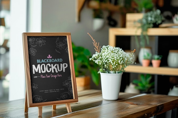 PSD blackboard mockup near window