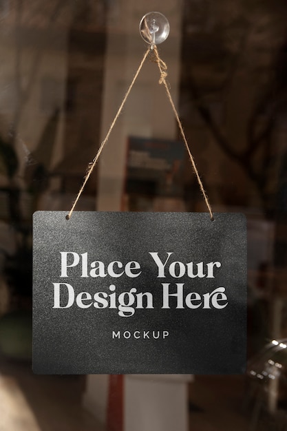 PSD blackboard sign mockup in shop window