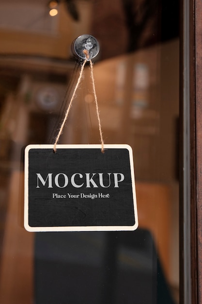 Blackboard sign mockup in shop window