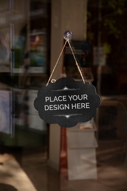 Blackboard sign mockup in shop window