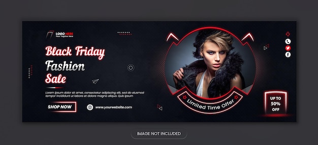 PSD blackfriday fashion sale nuovo design della copertina di facebook dei social media e nuovo design del banner web di halloween