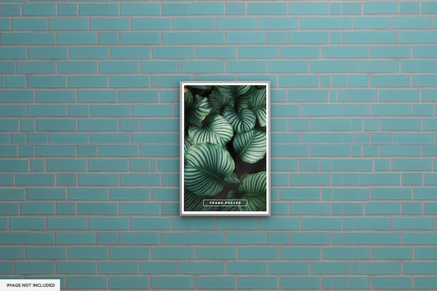 Blad frame poster mockup met groene muur