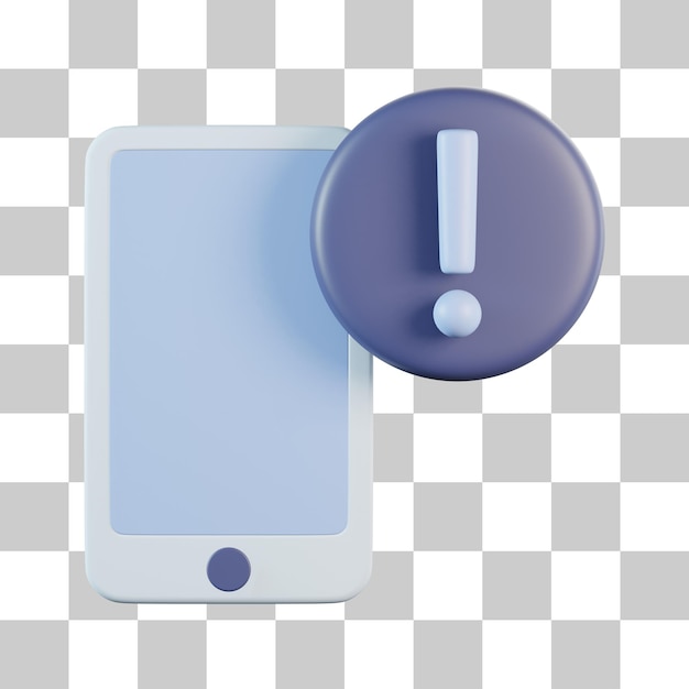 PSD błąd telefonu wykrzyknik 3d ikona