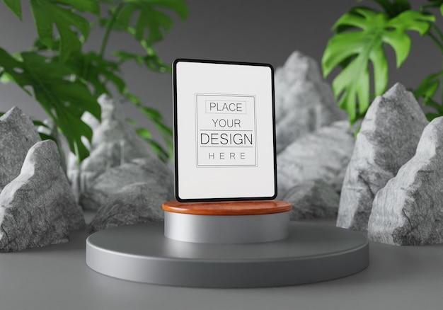 Blanco tablet met decoratie psd mockup