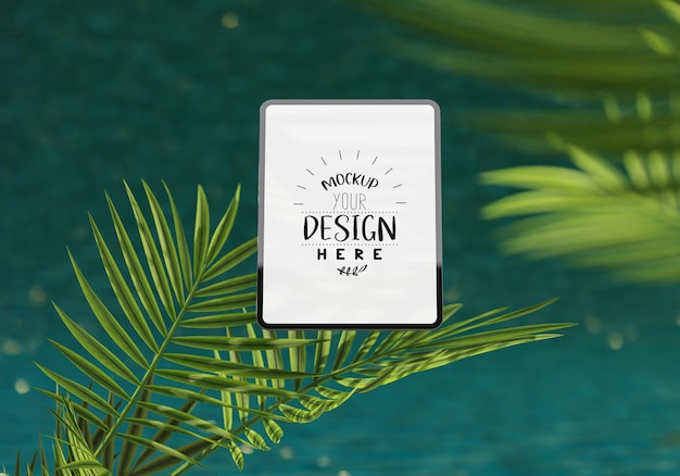 Blanco tablet met decoratie psd mockup