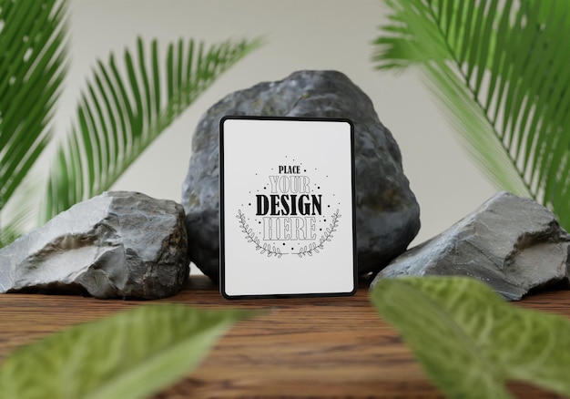 Blanco tablet met decoratie psd mockup