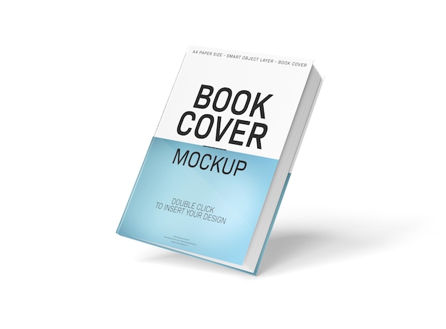 Mockup di copertina di libro a4 in bianco galleggiante