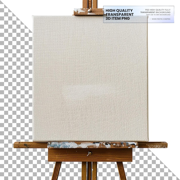 PSD blank art canvas used for painting on transparent background