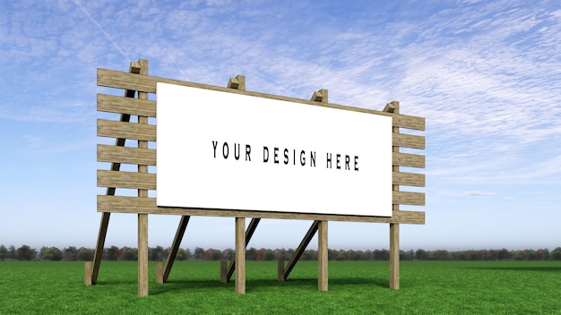 PSD blank billboard on blue sky background for new advertisement