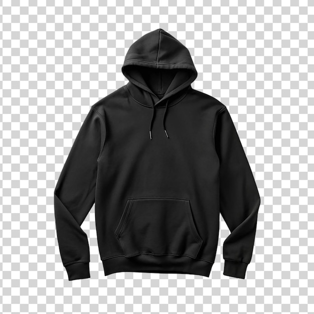 PSD blank black hoodie mockup front view isolated on transparent background