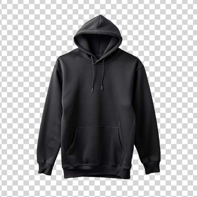 PSD blank black hoodie mockup front view isolated on transparent background