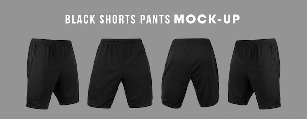 PSD blank black shorts pant mock up template