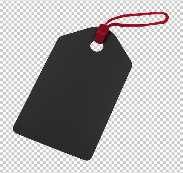 Blank black tag for mockup isolated on transparent background