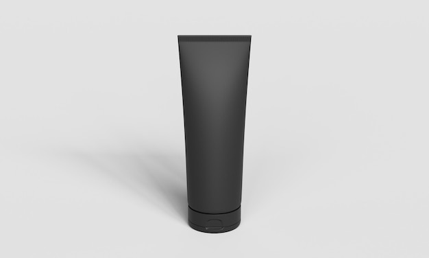 3Dレンダリングをモックアップする空白の黒いチューブとパッケージングボックス