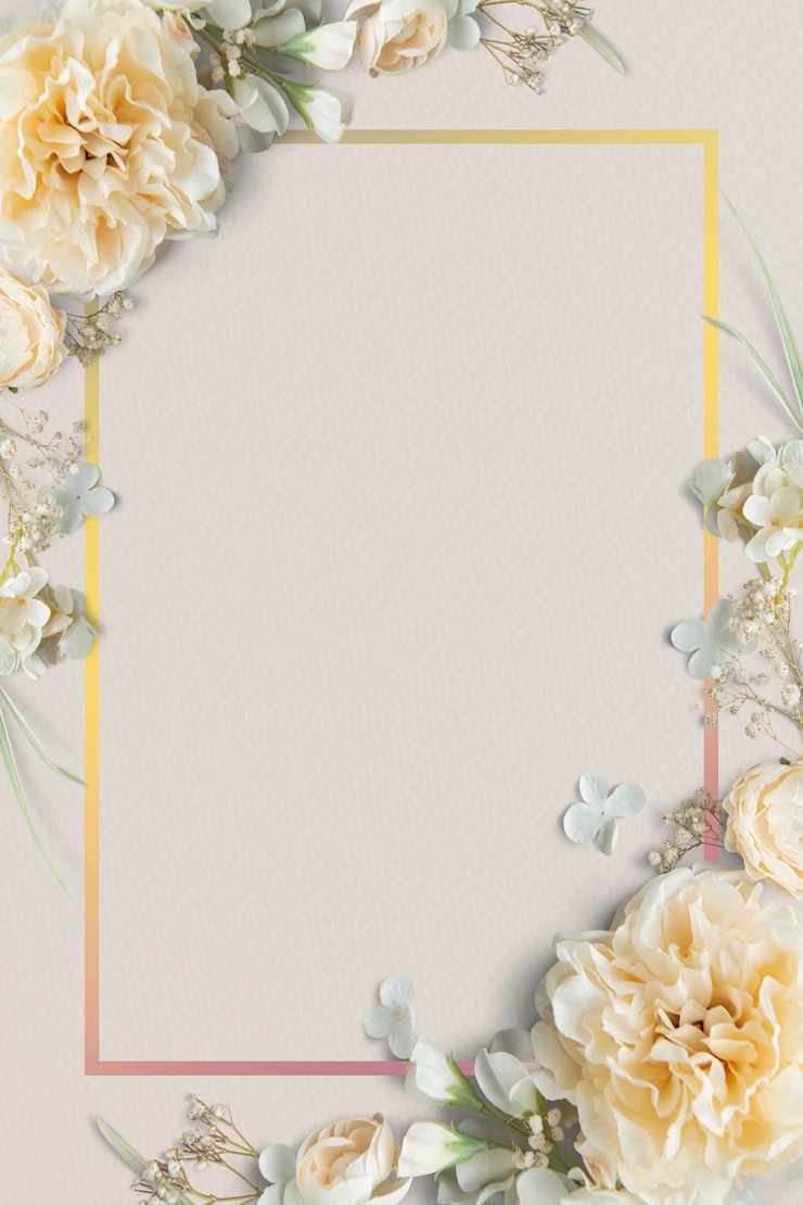PSD blank blooming floral frame design