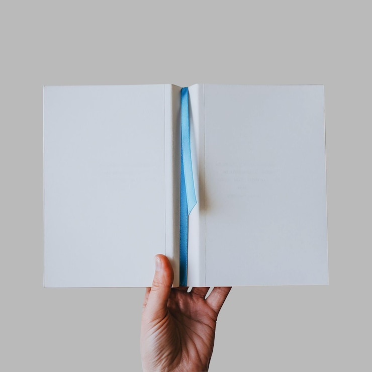 PSD blank book cover over white vector illustration