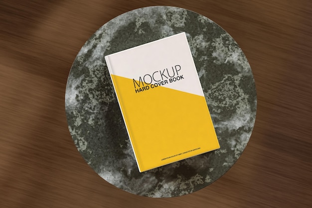 Blank book on round table 3d render