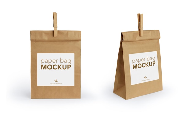 Blank brown paper bag mockup