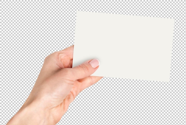 PSD blank business card held in hand customize your message on this versatile white card perfect for personal or professional use transparent psd