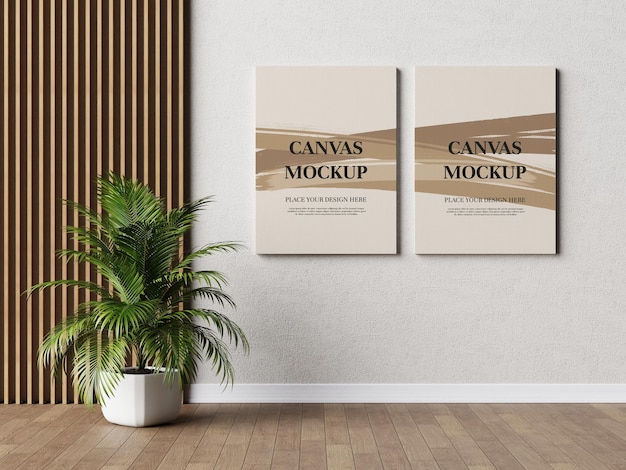 Blank canvas frame mockup 3d rendering