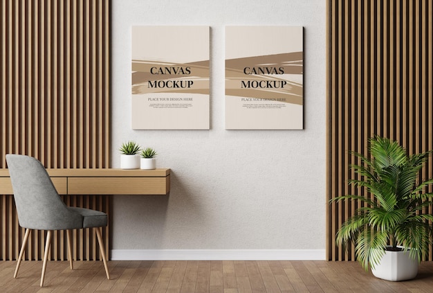 Blank canvas frame mockup 3d rendering