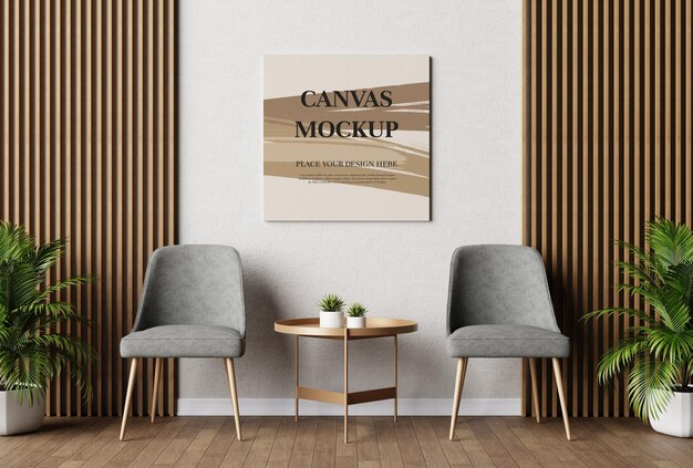 Blank canvas frame mockup 3d rendering