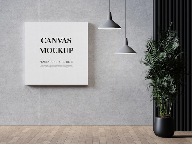 Blank canvas frame mockup 3d rendering