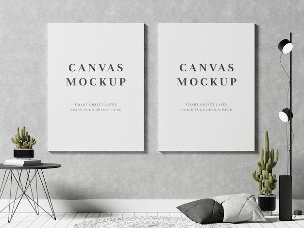 blank canvas frame mockup 3d rendering