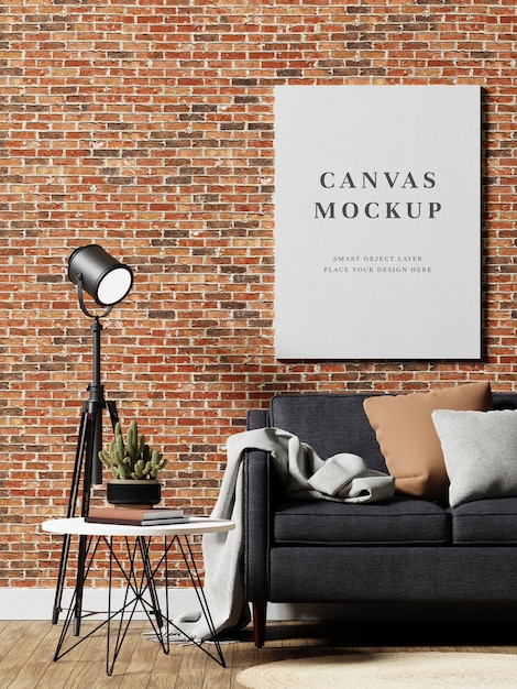 Blank canvas frame mockup 3d rendering