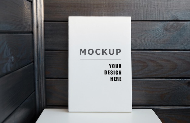 Blank canvas mockup on white table
