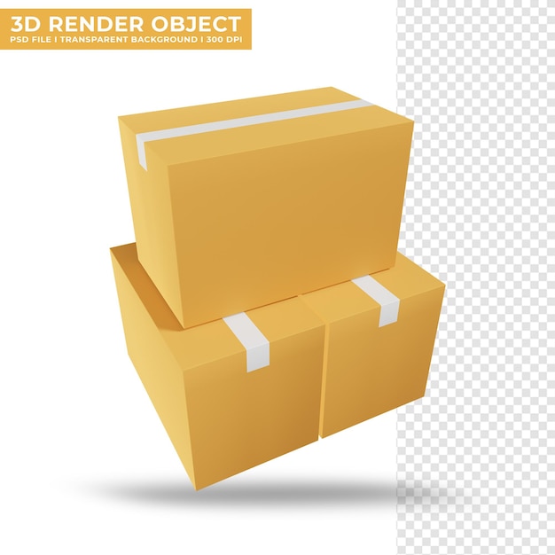 PSD blank cardboard 3d illustration for shipping package