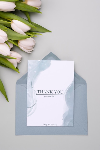 Blank for design of a greeting card or invitation in an envelope Holiday concept Mockup