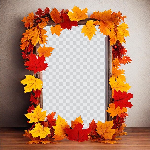 PSD blank vuoto realistico foglie d'autunno caduta boho cornice