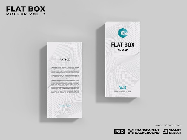 Blank Flat Rectangle Box Mockup Cardboard Packaging Box or Craft Paper Box Template