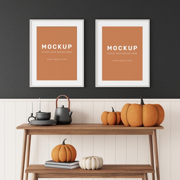 Blank frame mockup 3d rendering