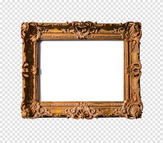 Blank gold frame isolated on transparent background Horizontal