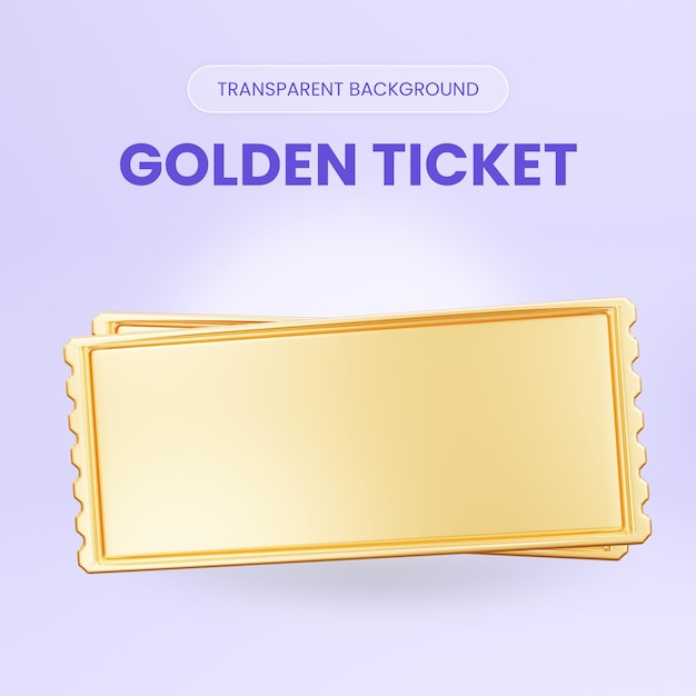 PSD blank golden tickets 3d rendering illustration