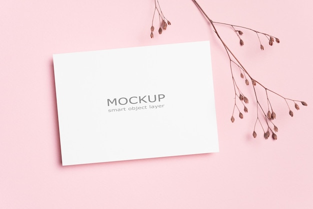 Blank invitation flyer or greeting card mockup