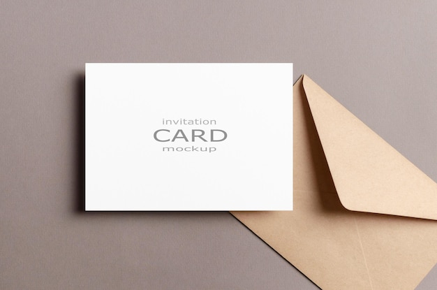 PSD blank invitation or greeting card mockup with envelope