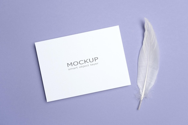 Blank invitation greeting or flyer card mockup with copy space