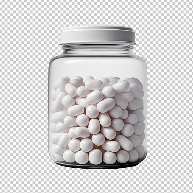 PSD blank medical pills jar isolated on transparent background