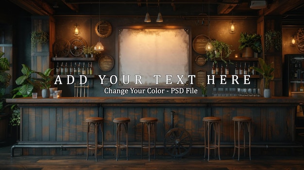 PSD blank menu bord in een houten pub