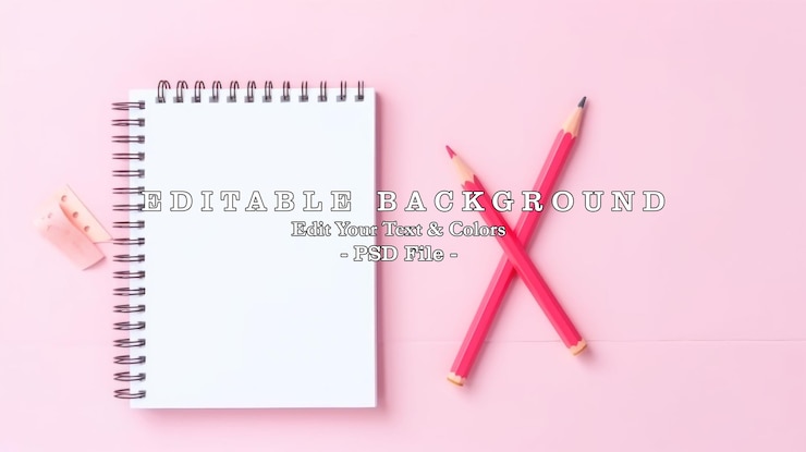 PSD a blank notebook or clipboard with pink pencil flat lay on pink background ai generated image