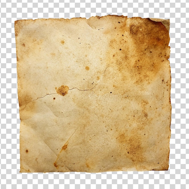 PSD blank old dirty paper isolated on transparent background