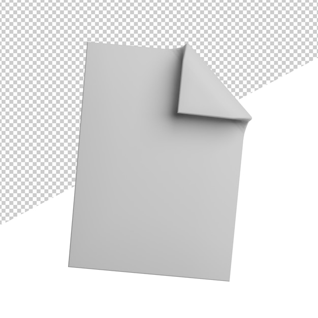 Blank paper white front view 3d illustration rendering icon transparent background