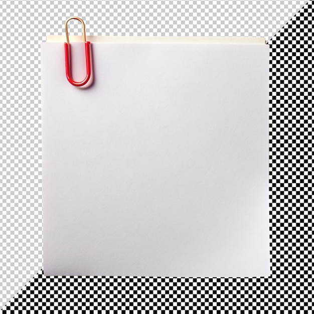 PSD blank paper with paper clip on transparent background