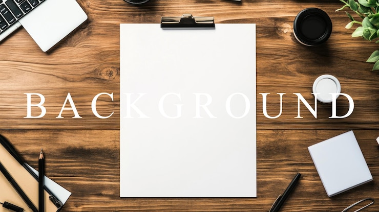 PSD blank paper on wooden desk