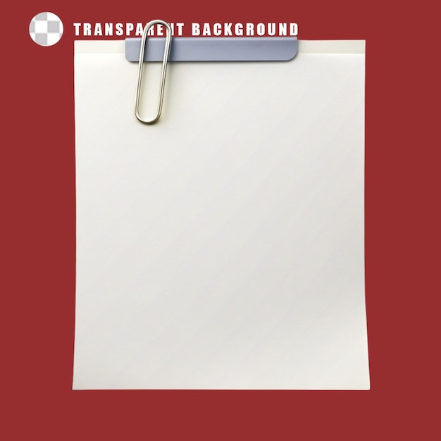 blank papier met een geïsoleerde paperclip op een doorzichtige achtergrond