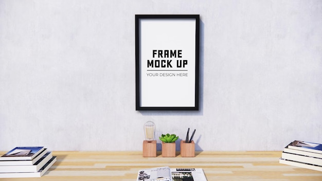 Blank photo frame for mock up on wall