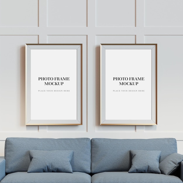 Blank photo frame mockup 3d rendering